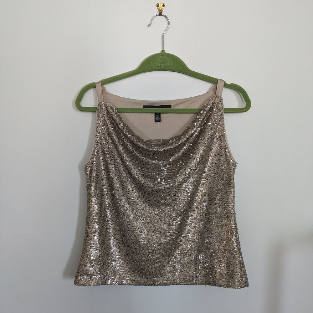 White House Black Market Champagne Sequin Tank NWT